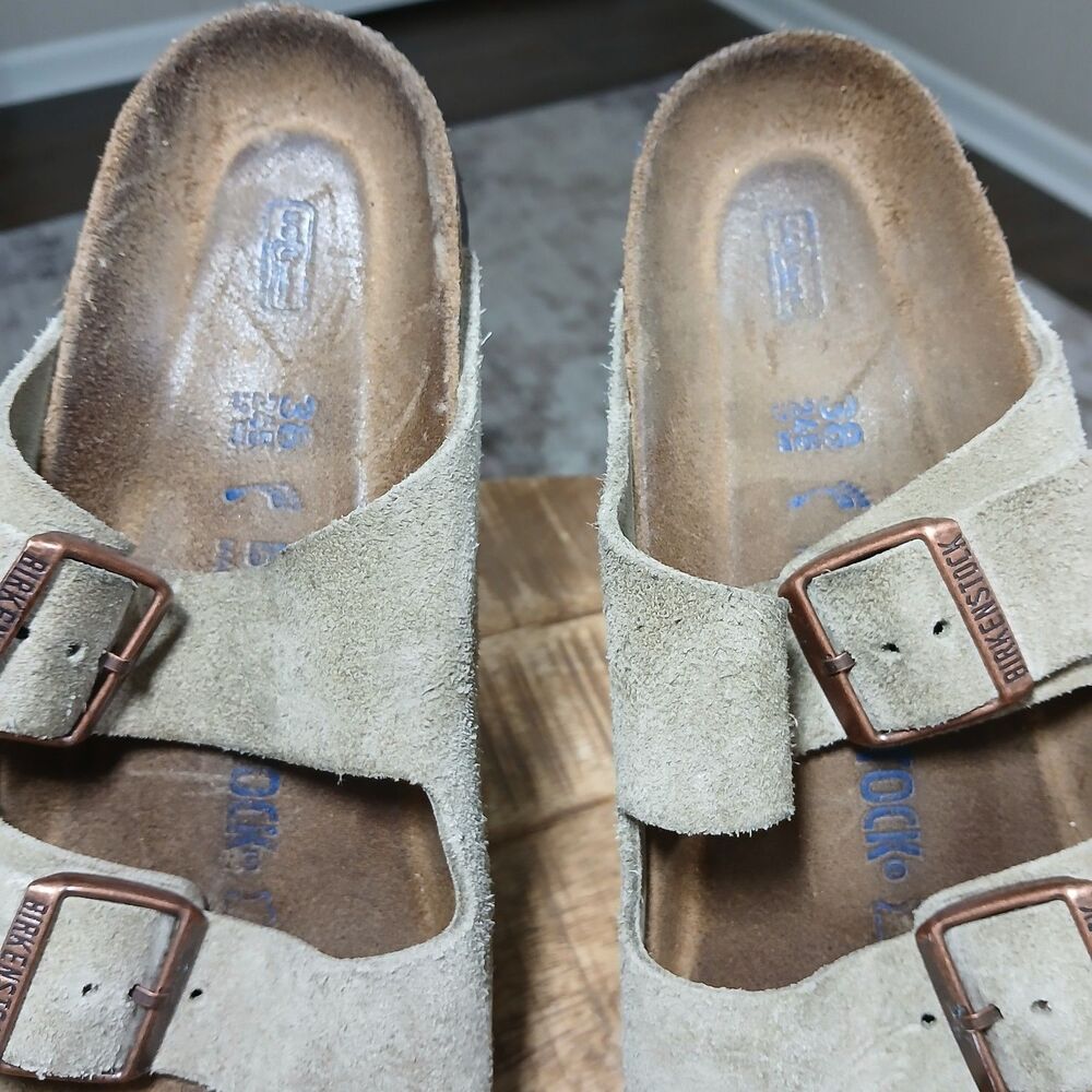Birkenstock Arisona BS Suede Cork Sandals Stone/Tan/Taupe Womens EU 38 US 7/7.5 - Picture 3 of 15